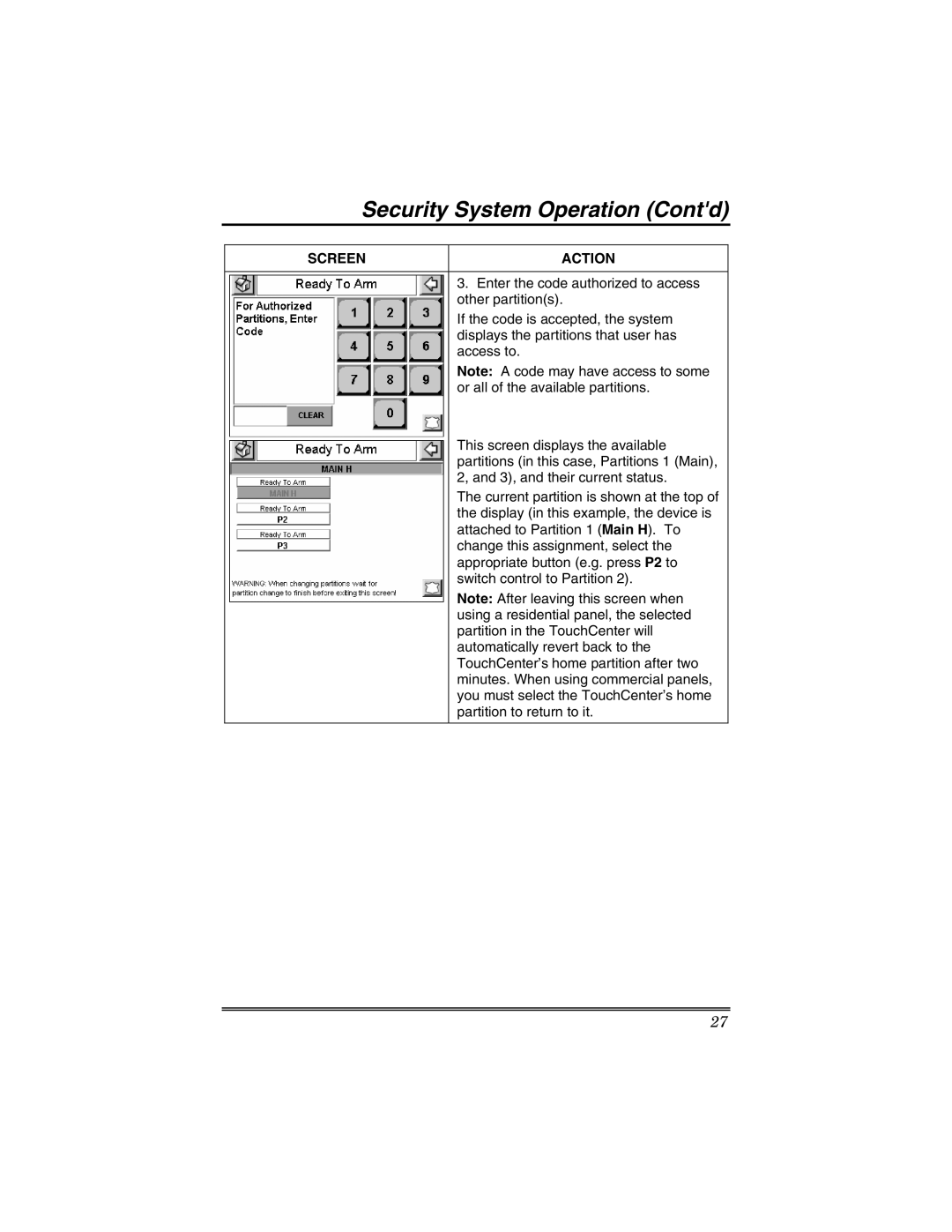 Honeywell 6271V manual Security System Operation Contd 