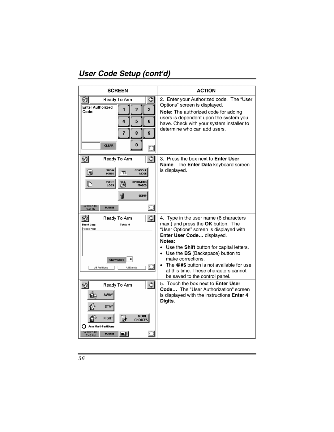 Honeywell 6271V manual Enter User Code… displayed, Digits 