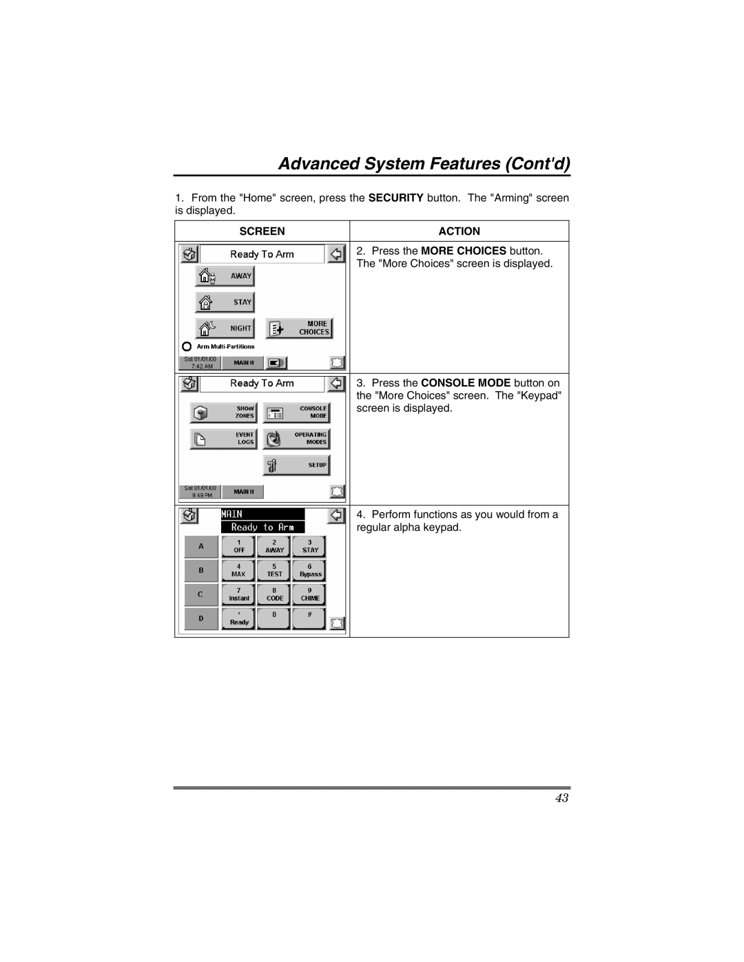 Honeywell 6271V manual Advanced System Features Contd 