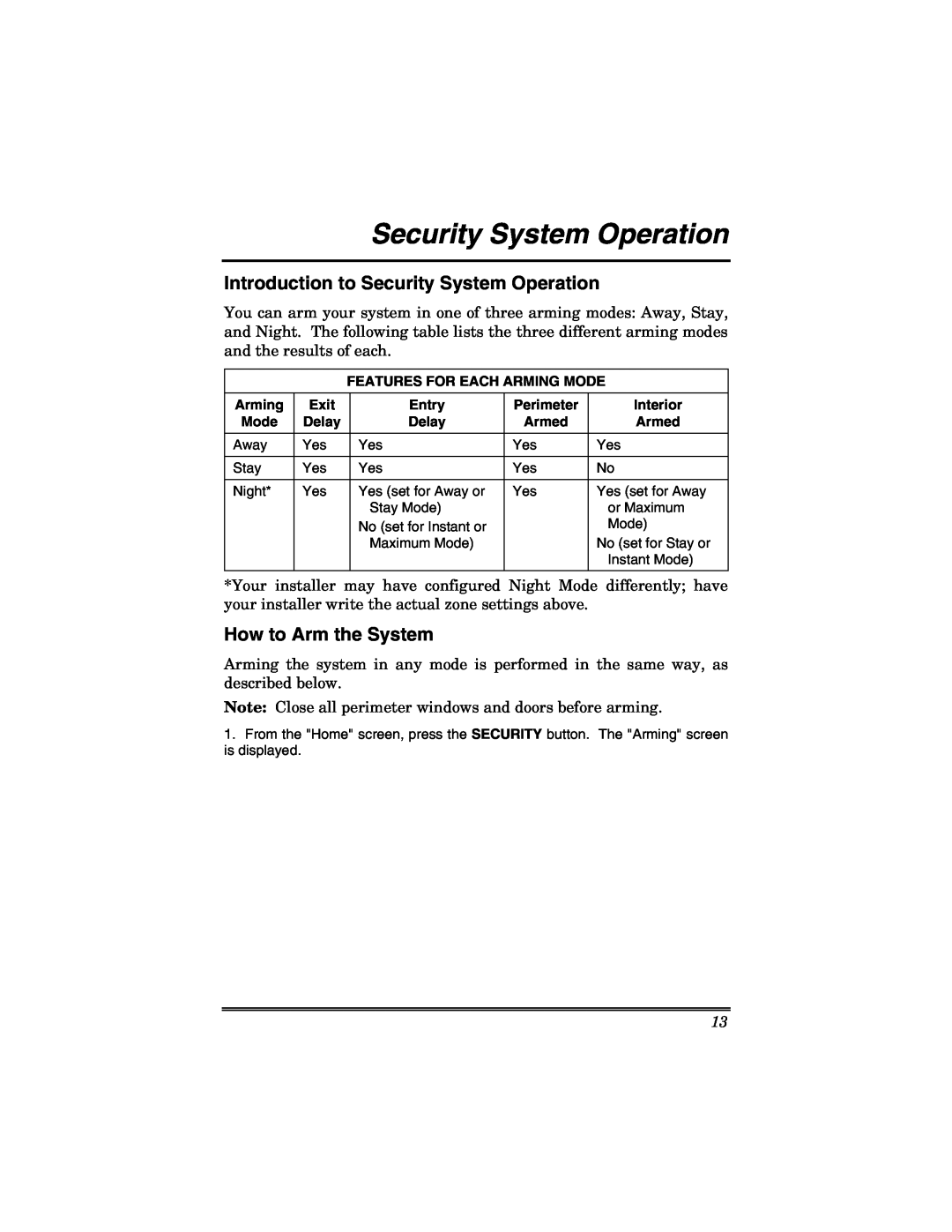 Honeywell 6271V manual Introduction to Security System Operation, How to Arm the System 
