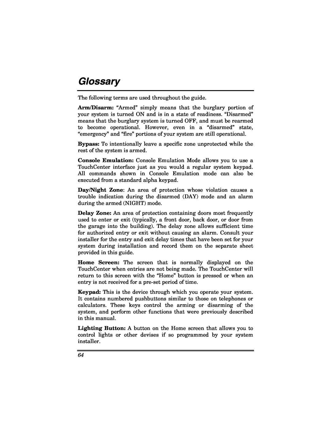Honeywell 6271V manual Glossary 