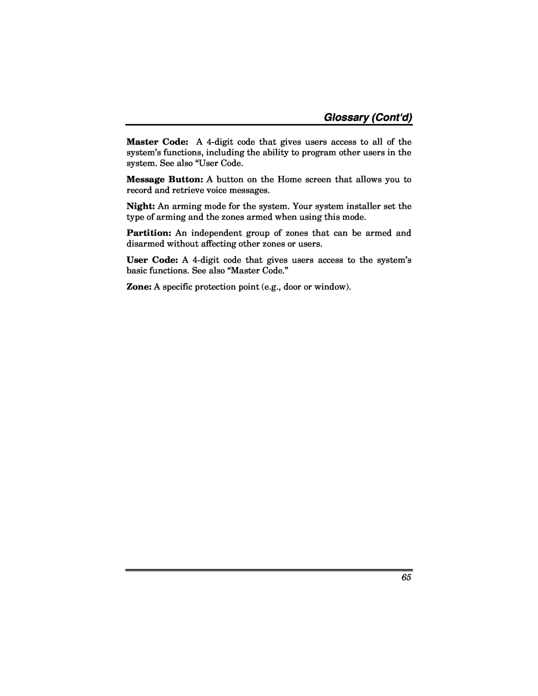 Honeywell 6271V manual Glossary Contd 