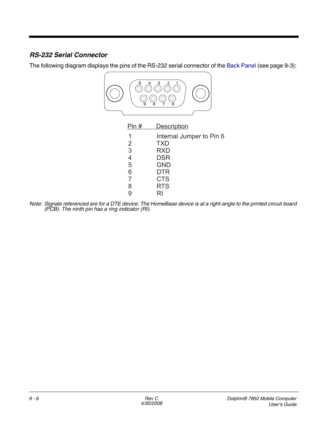 Honeywell 7850 manual RS-232 Serial Connector 