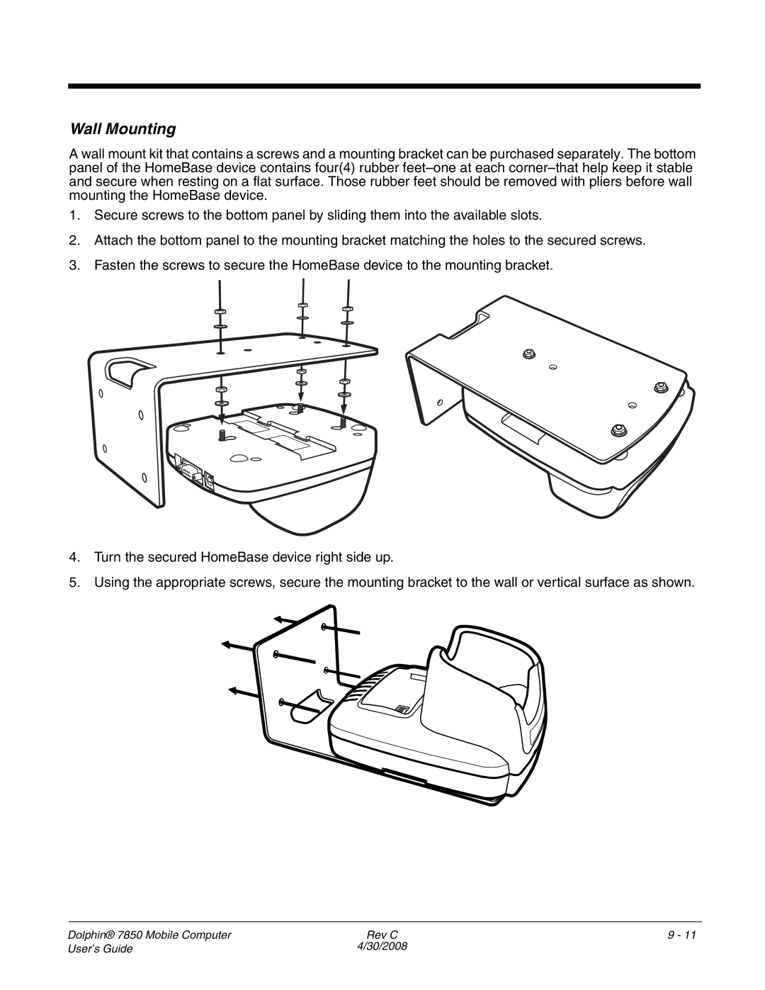 Honeywell 7850 manual Wall Mounting 