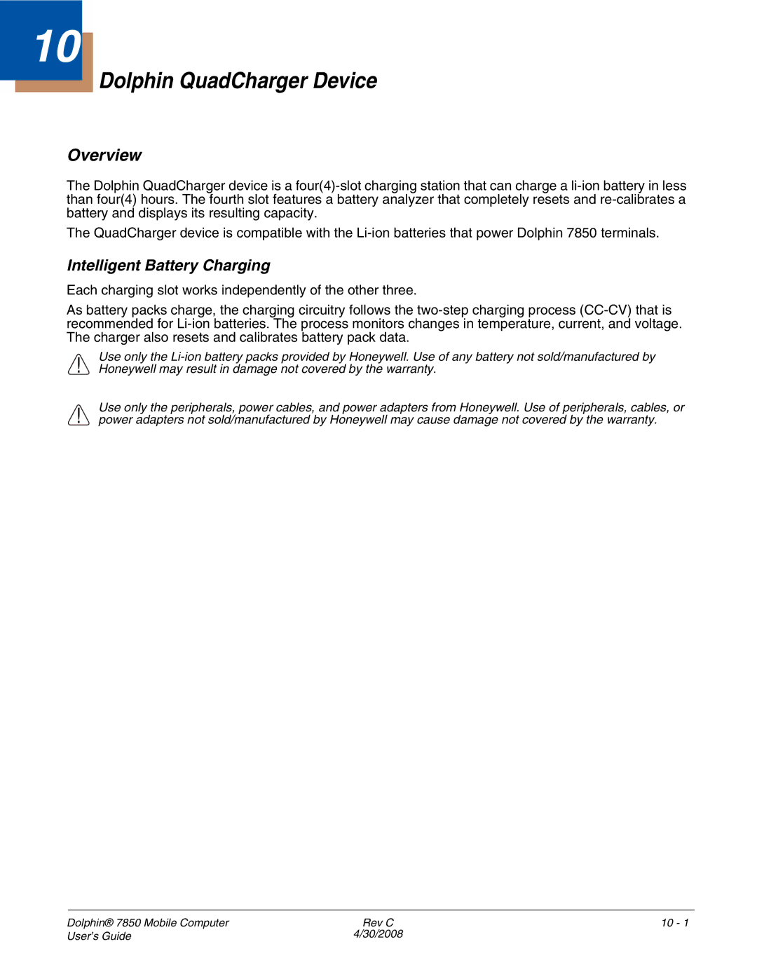 Honeywell 7850 manual Dolphin QuadCharger Device, Overview 