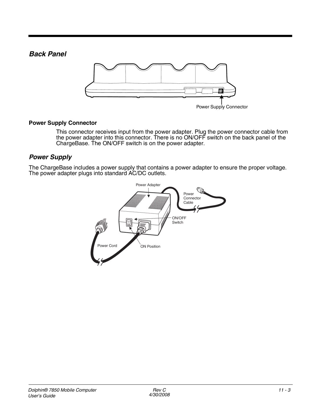 Honeywell 7850 manual Power Supply Connector 