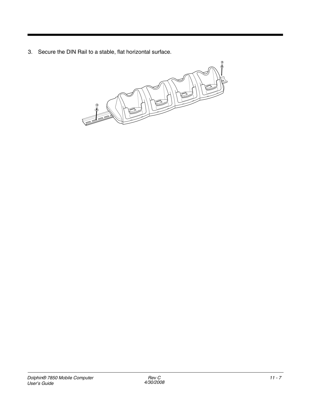 Honeywell 7850 manual Secure the DIN Rail to a stable, flat horizontal surface 