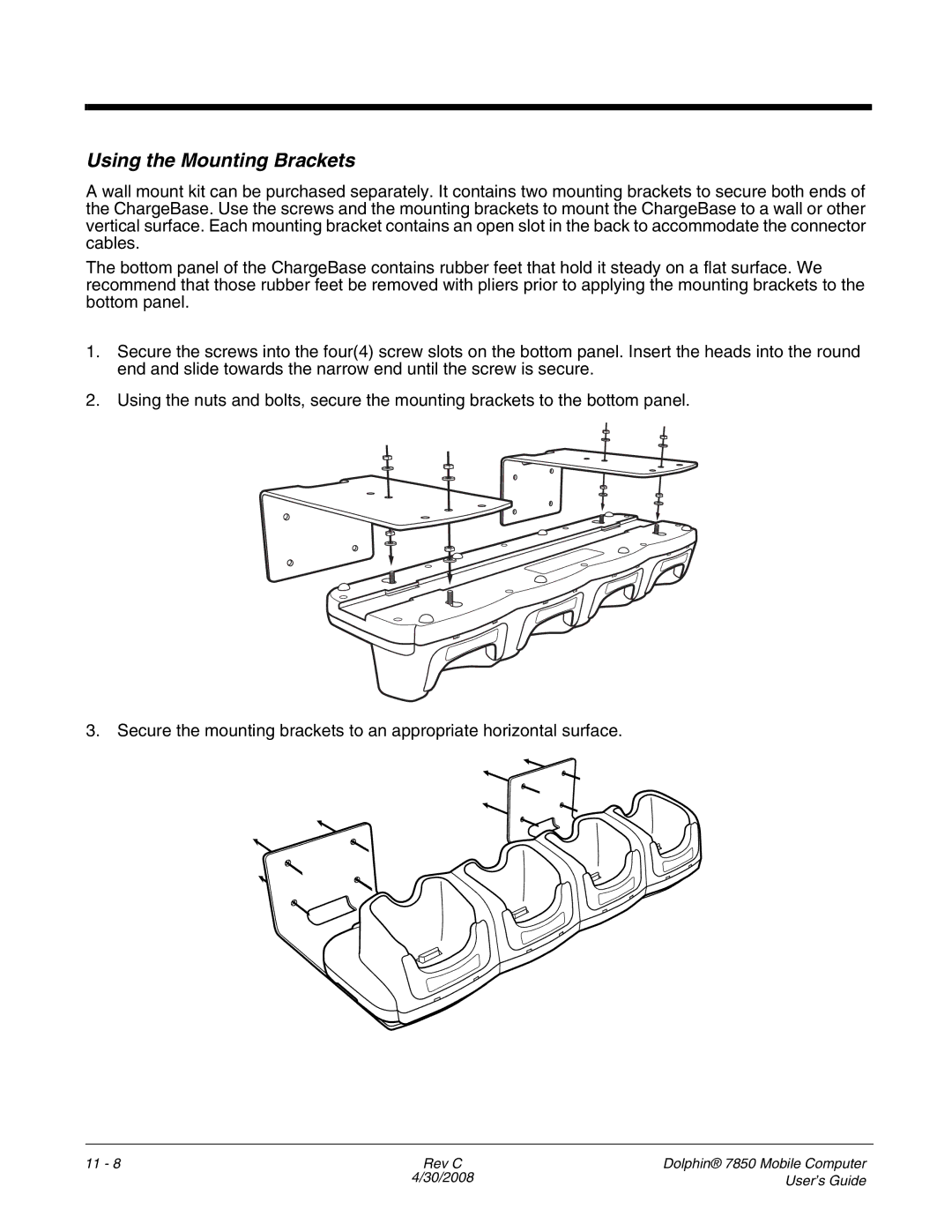 Honeywell 7850 manual Using the Mounting Brackets 