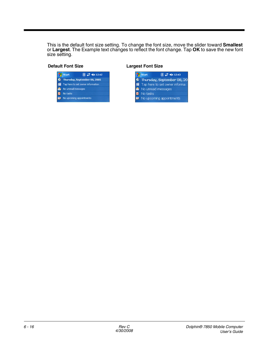 Honeywell 7850 manual Default Font Size Largest Font Size 