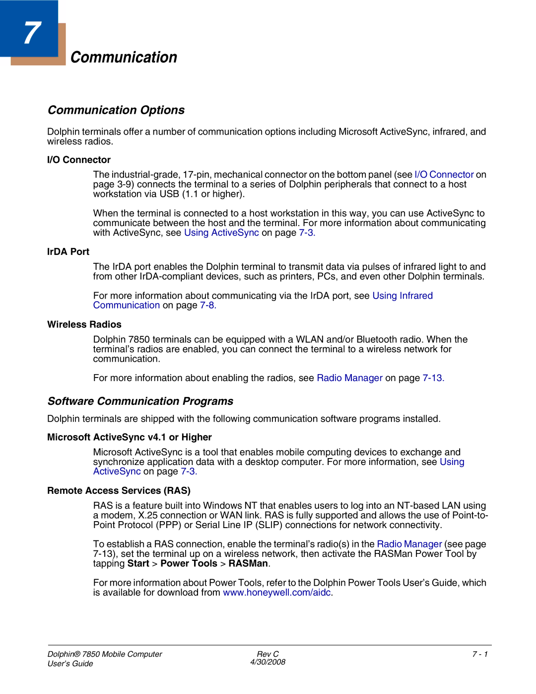 Honeywell 7850 manual Communication Options, Software Communication Programs 