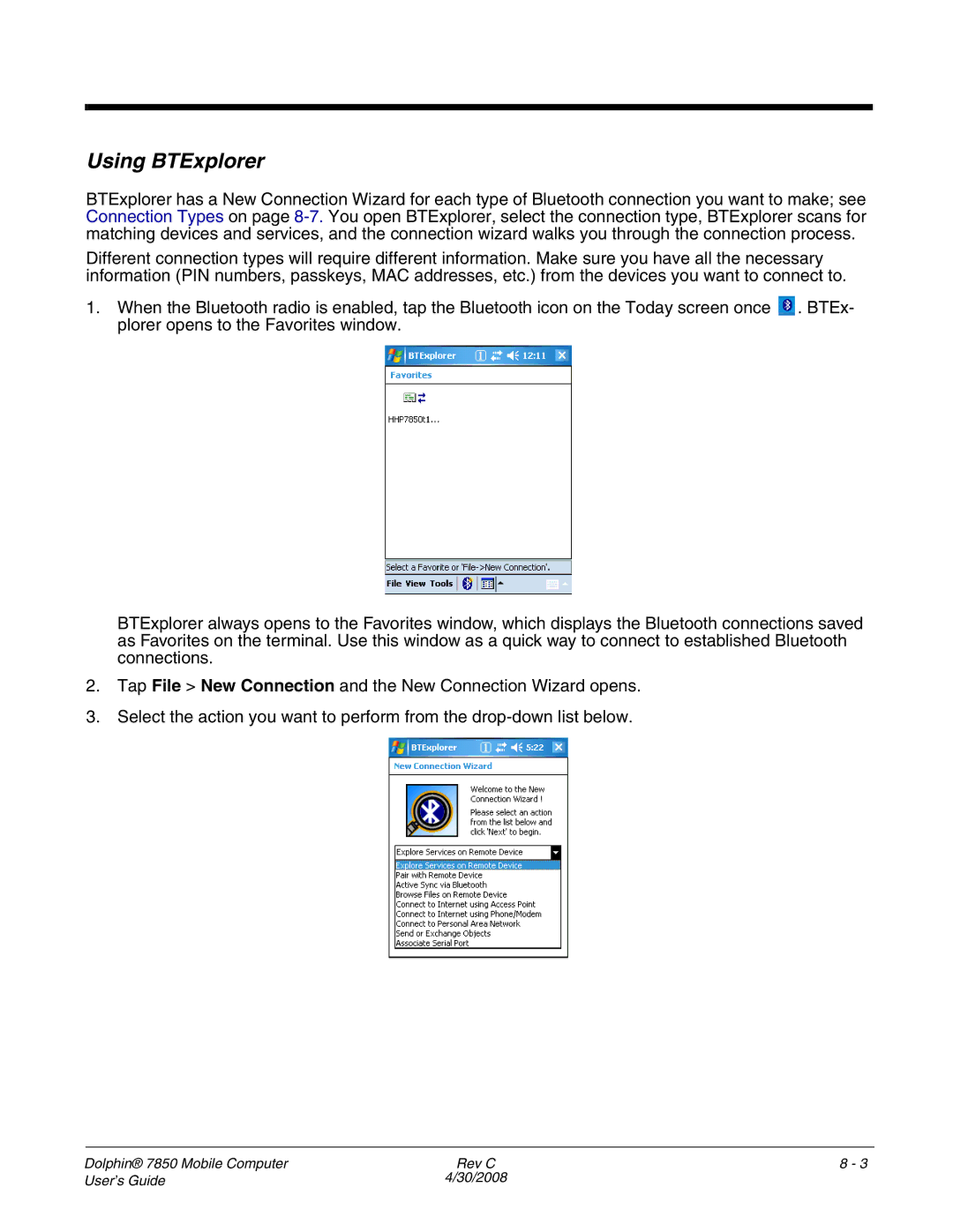 Honeywell 7850 manual Using BTExplorer 