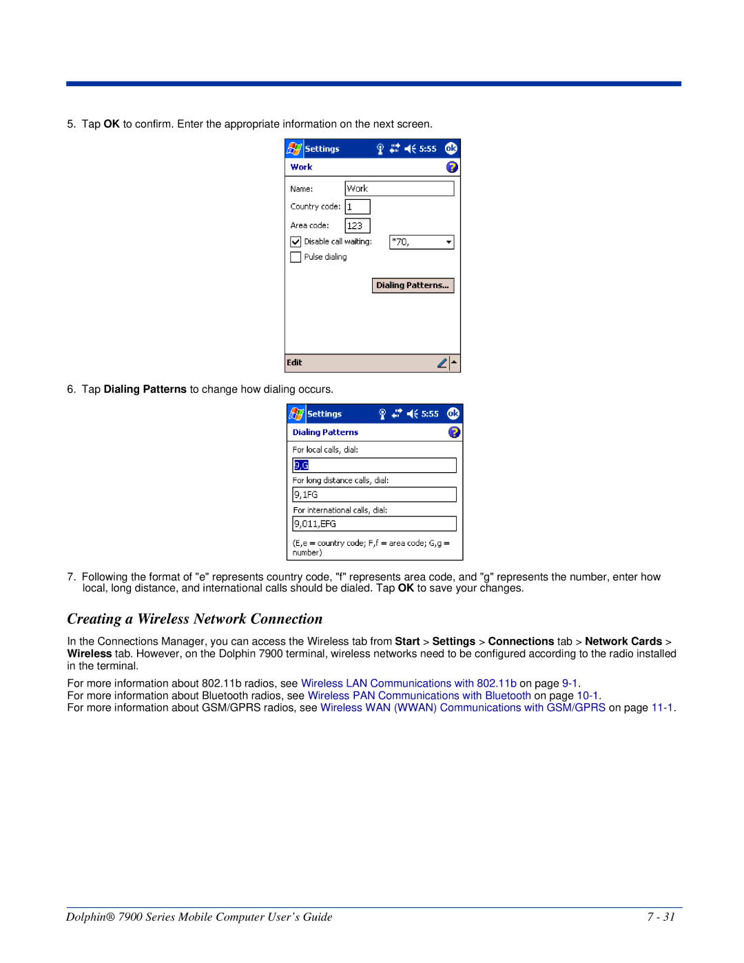 Honeywell 7900 manual Creating a Wireless Network Connection 