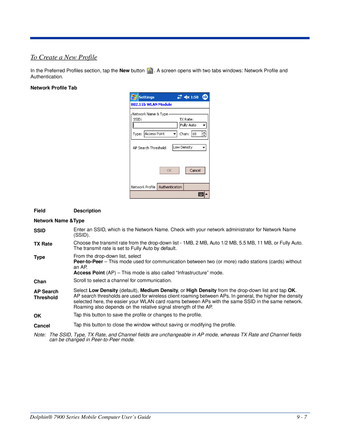 Honeywell 7900 manual To Create a New Profile 