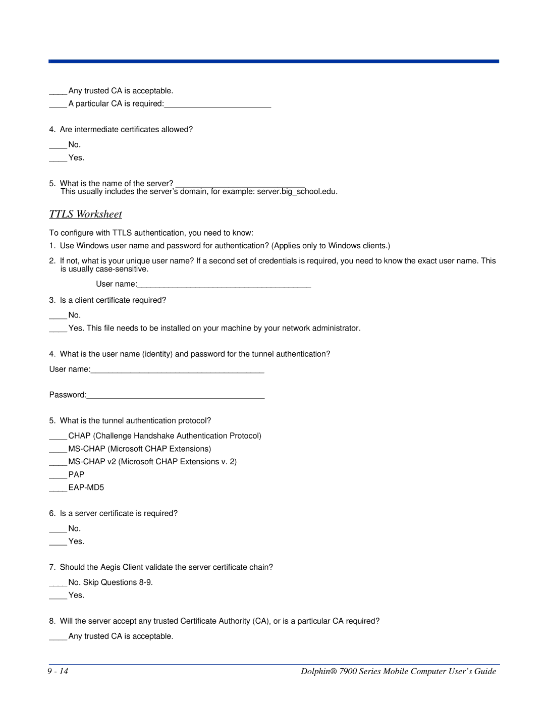 Honeywell 7900 manual Ttls Worksheet 