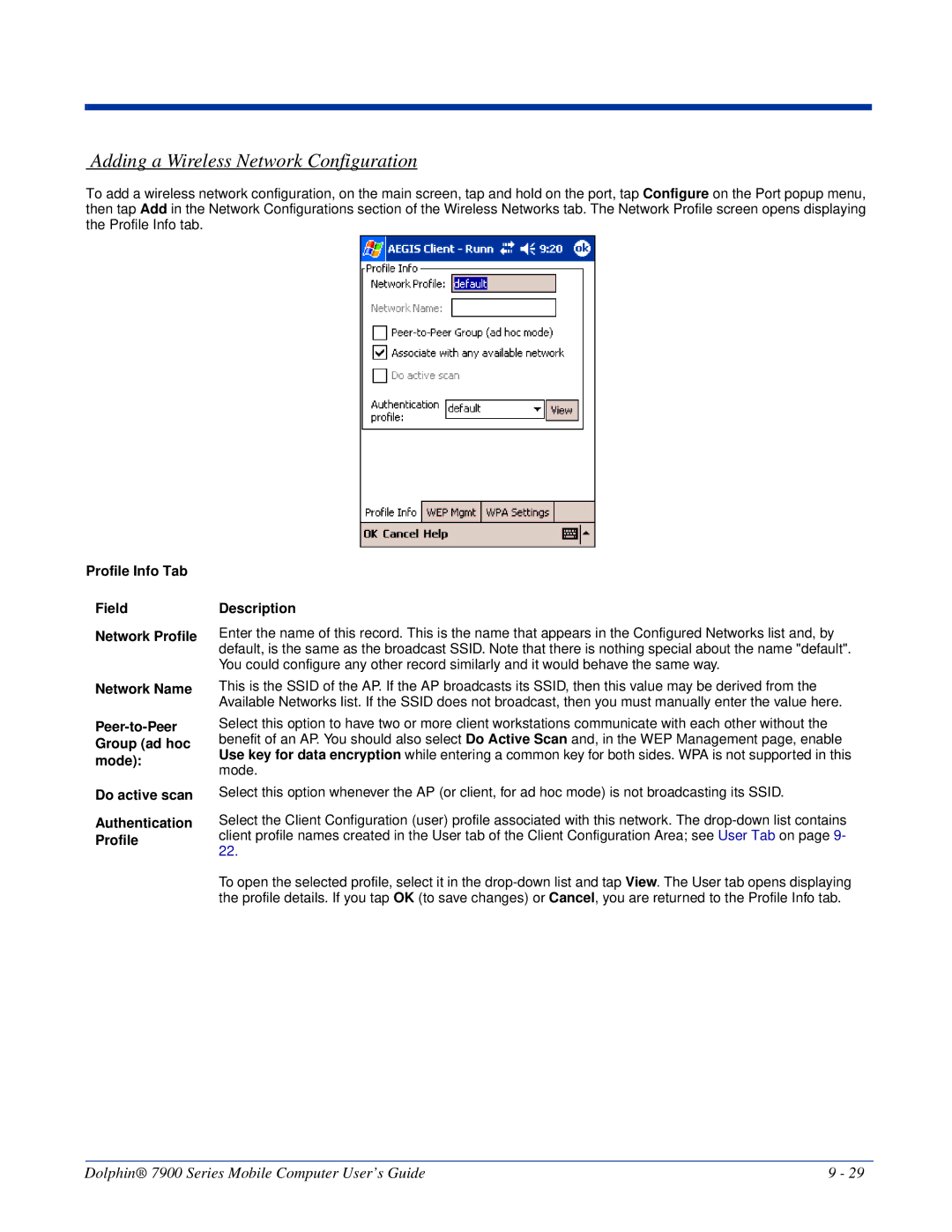 Honeywell 7900 manual Adding a Wireless Network Configuration 