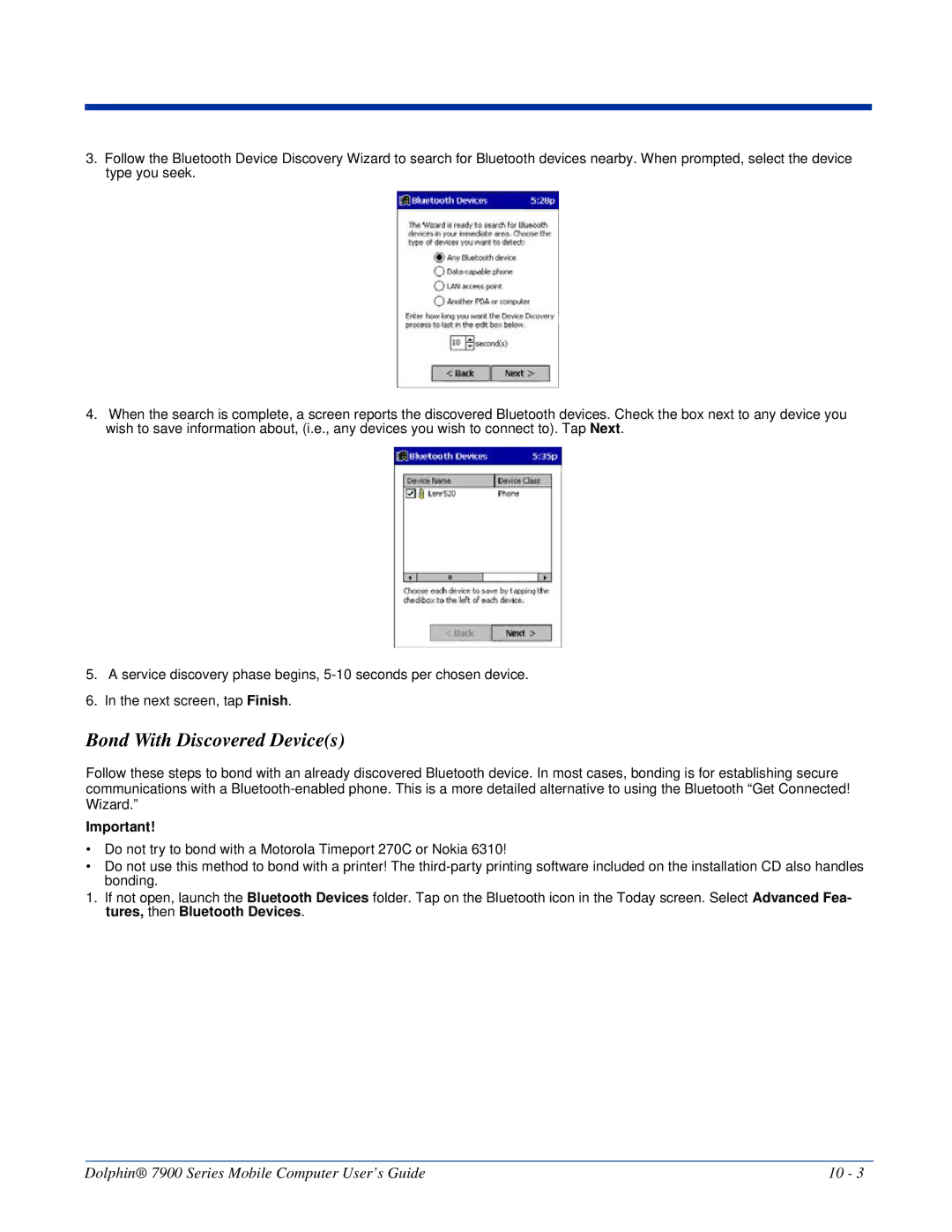 Honeywell 7900 manual Bond With Discovered Devices 