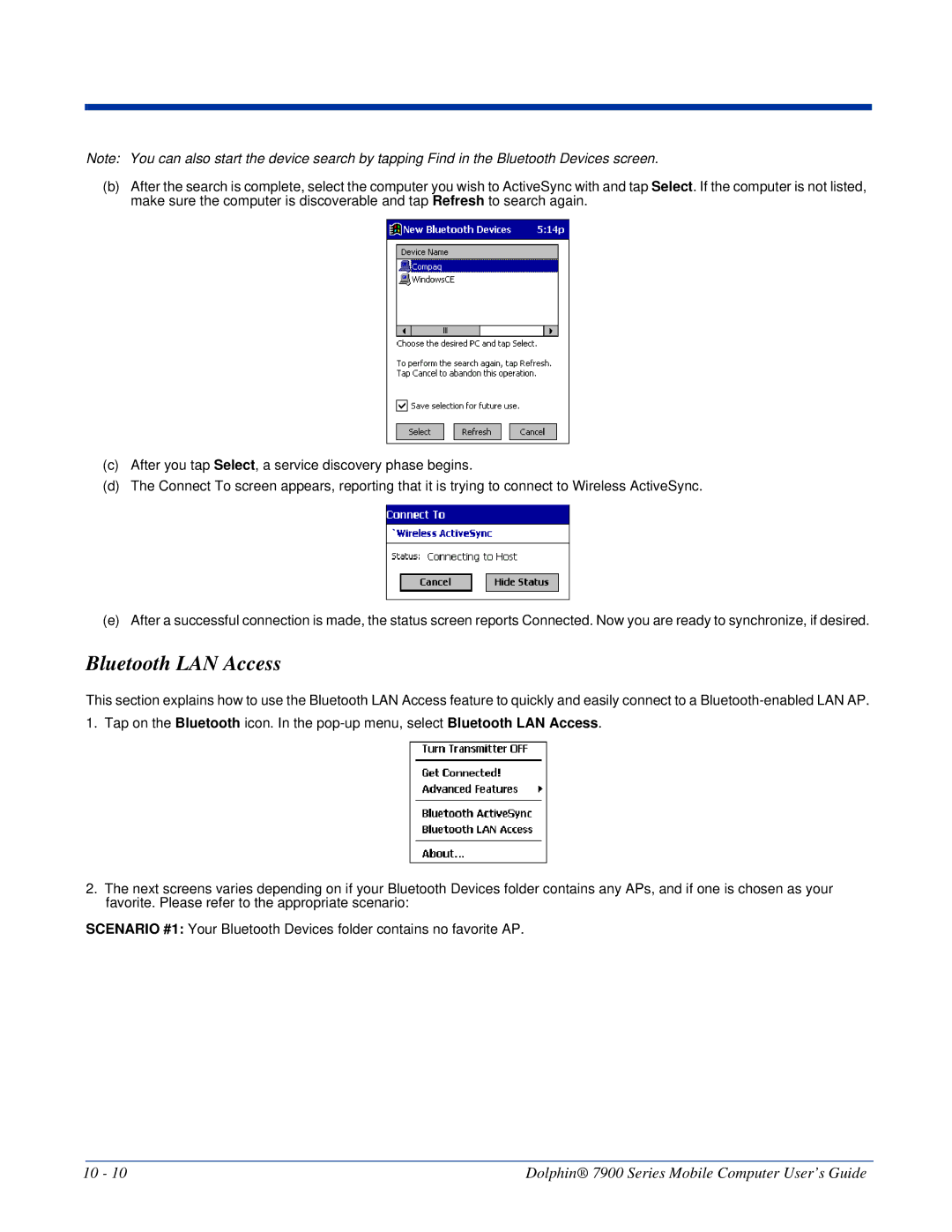 Honeywell 7900 manual Bluetooth LAN Access 