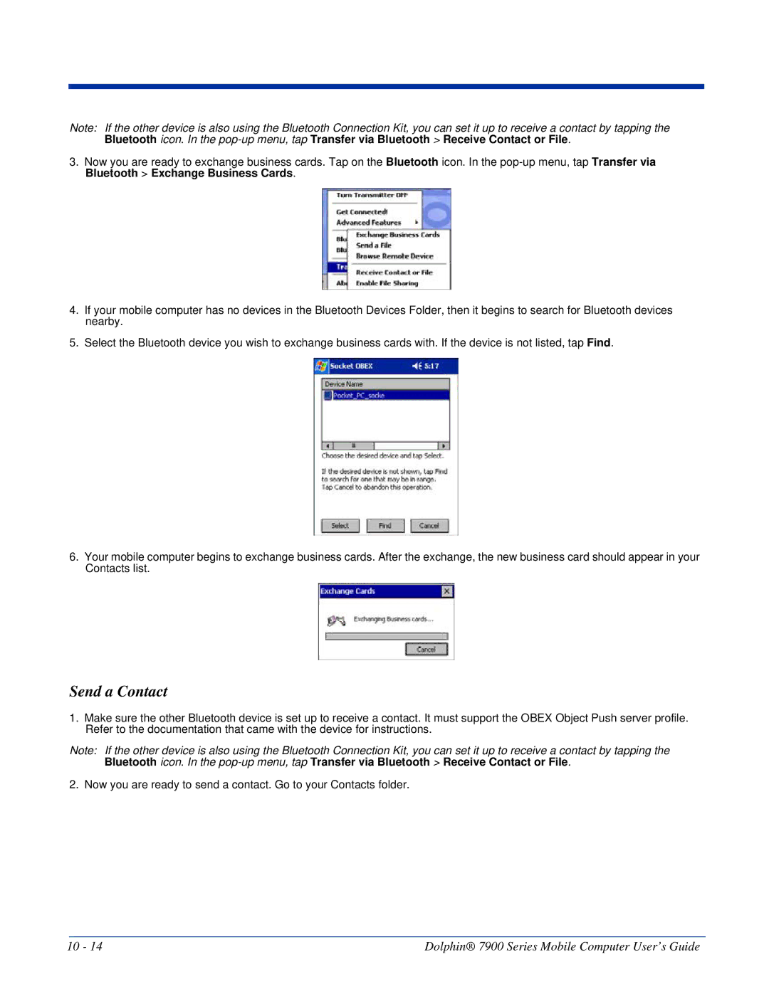 Honeywell 7900 manual Send a Contact 