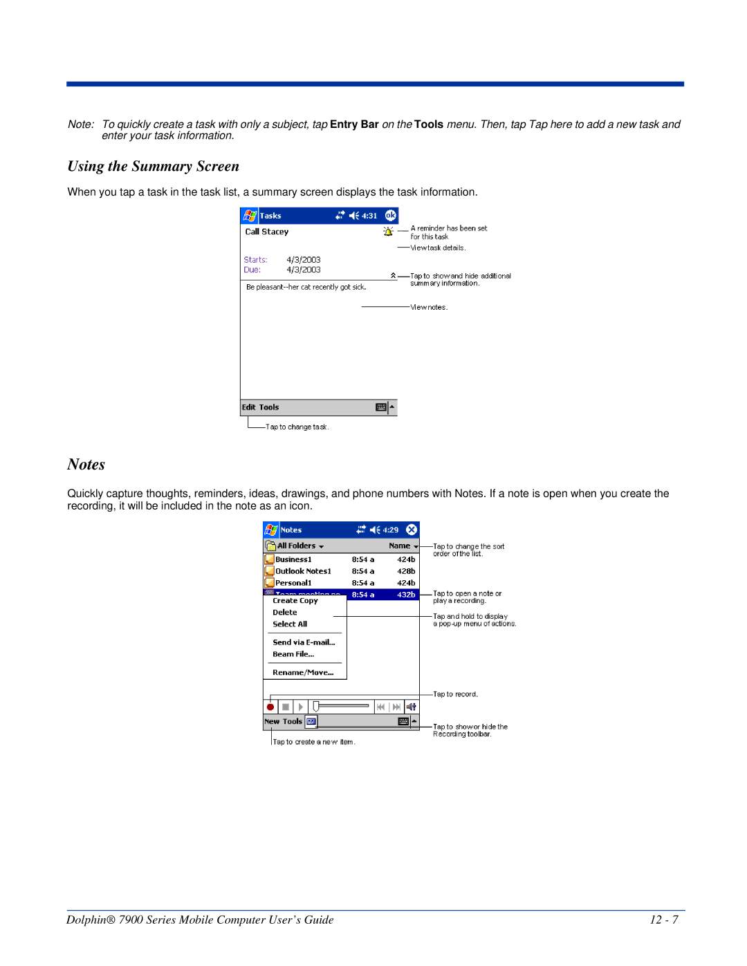 Honeywell 7900 manual Using the Summary Screen 