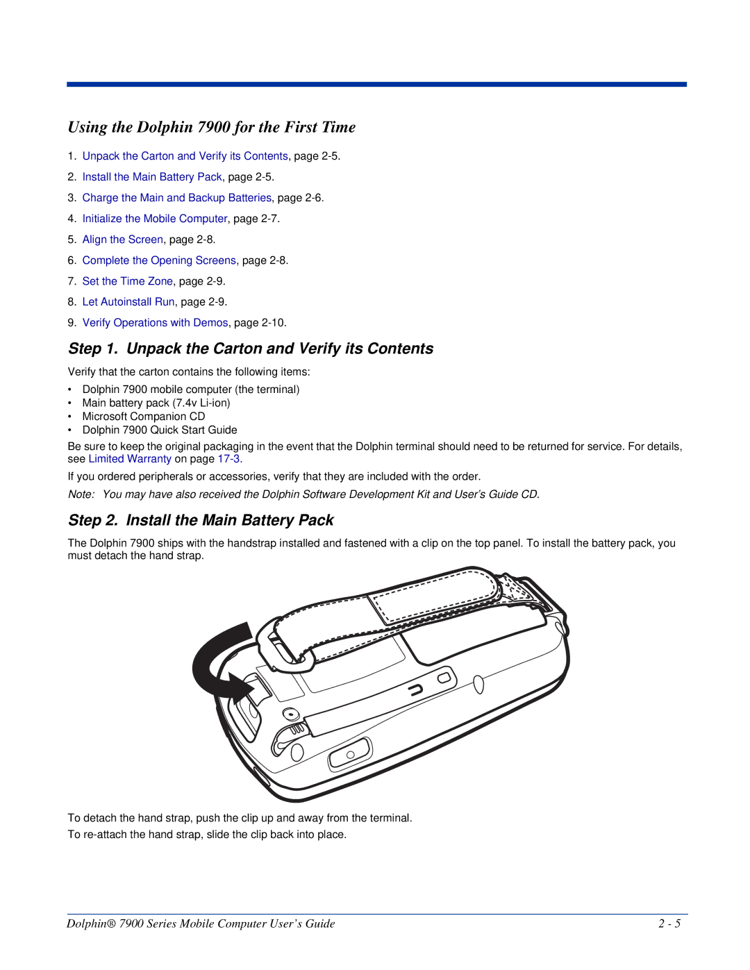 Honeywell manual Using the Dolphin 7900 for the First Time, Unpack the Carton and Verify its Contents 