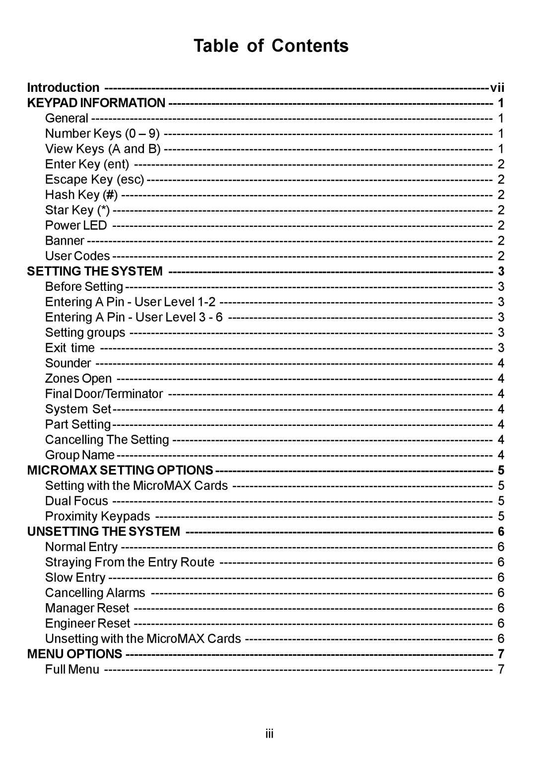 Honeywell 504, 500, 18, 512, 60, 128 manual Table of Contents 