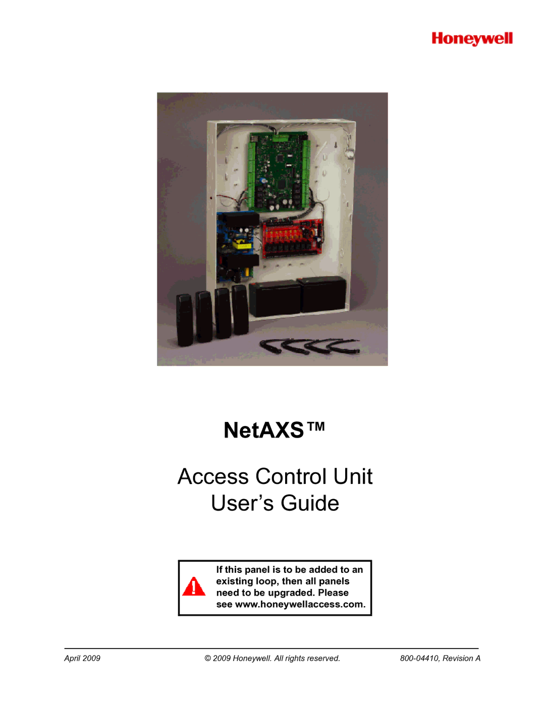 Honeywell NetAXS, 800-04410 manual 