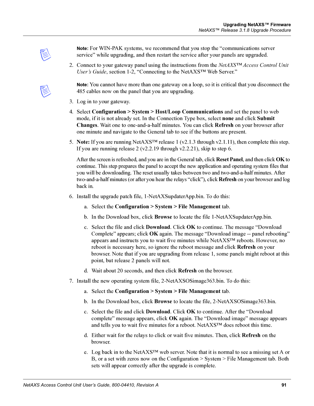 Honeywell NetAXS, 800-04410 manual Select the Configuration System File Management tab 