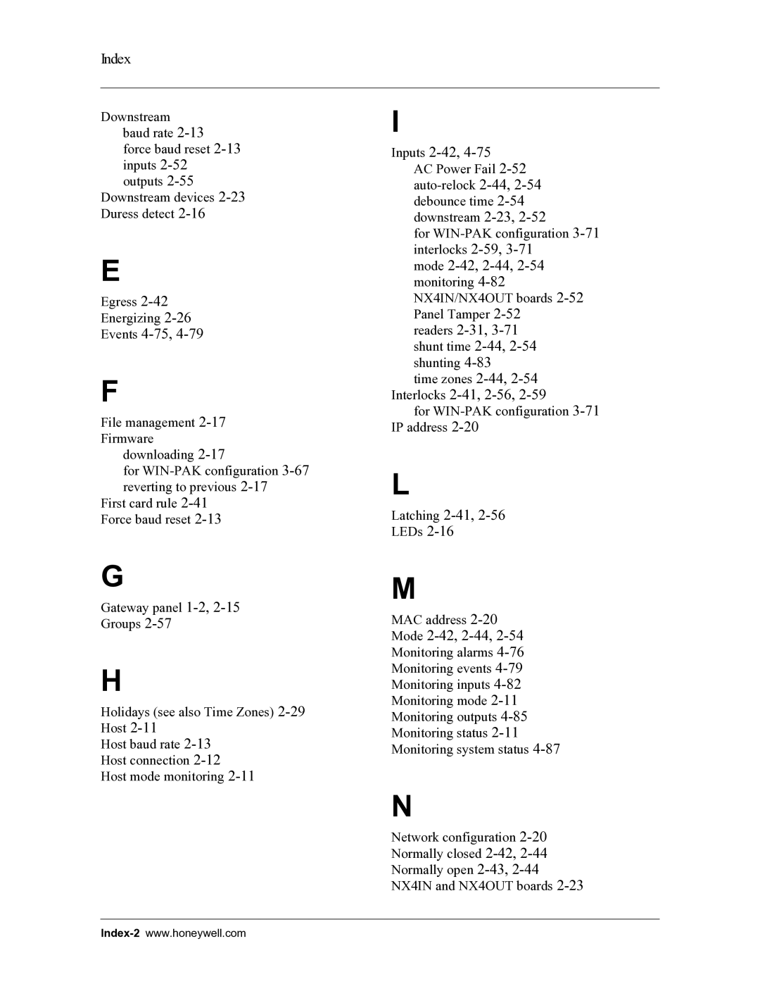 Honeywell 800-04410, NetAXS manual Index 