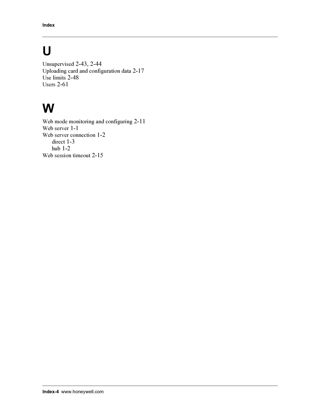 Honeywell 800-04410, NetAXS manual Index 