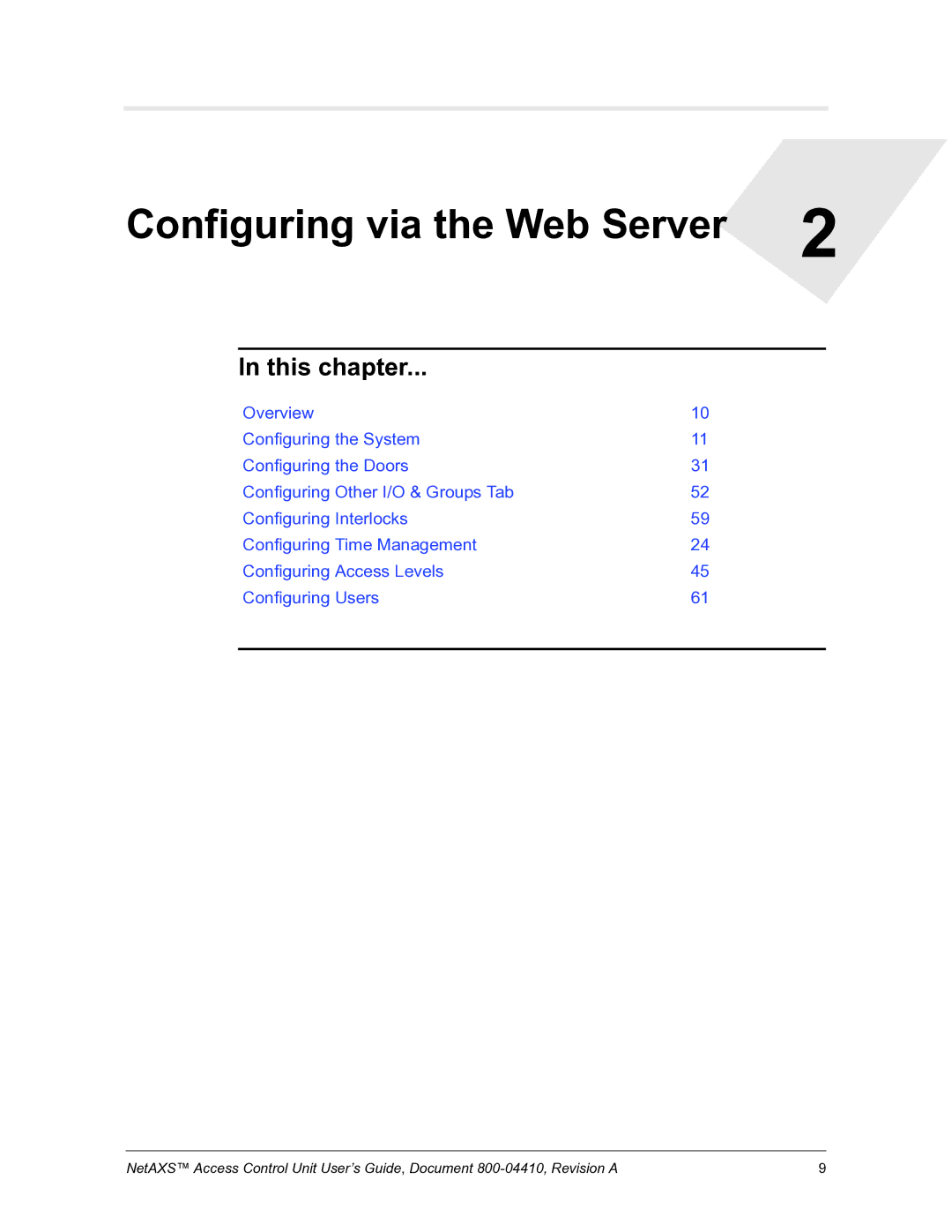 Honeywell NetAXS, 800-04410 manual Configuring via the Web Server 