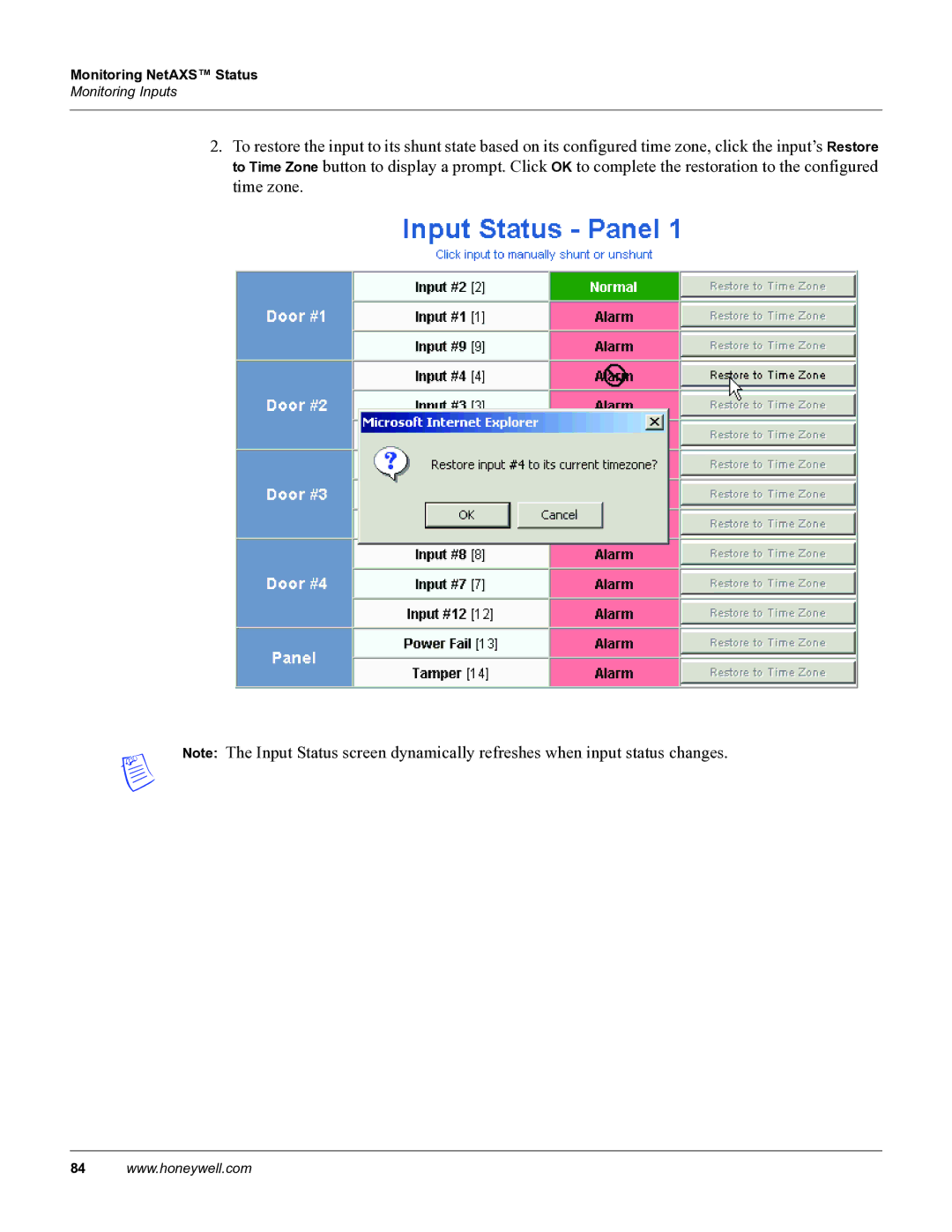 Honeywell 800-04410 manual Monitoring NetAXS Status 