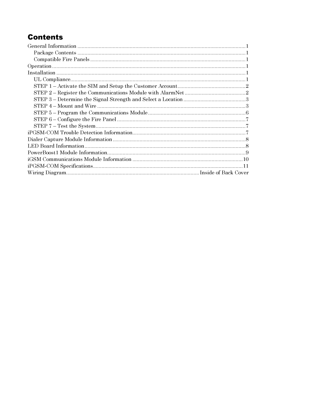 Honeywell 800-04433V1 manual Contents 