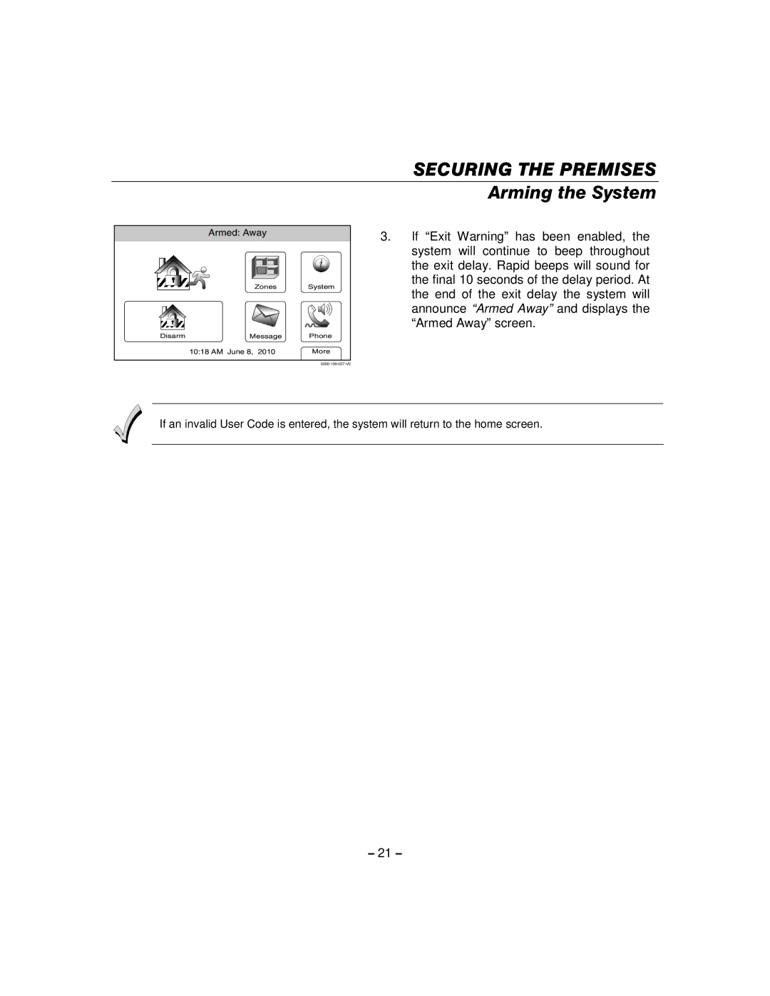 Honeywell 800-06894 manual Armed Away 