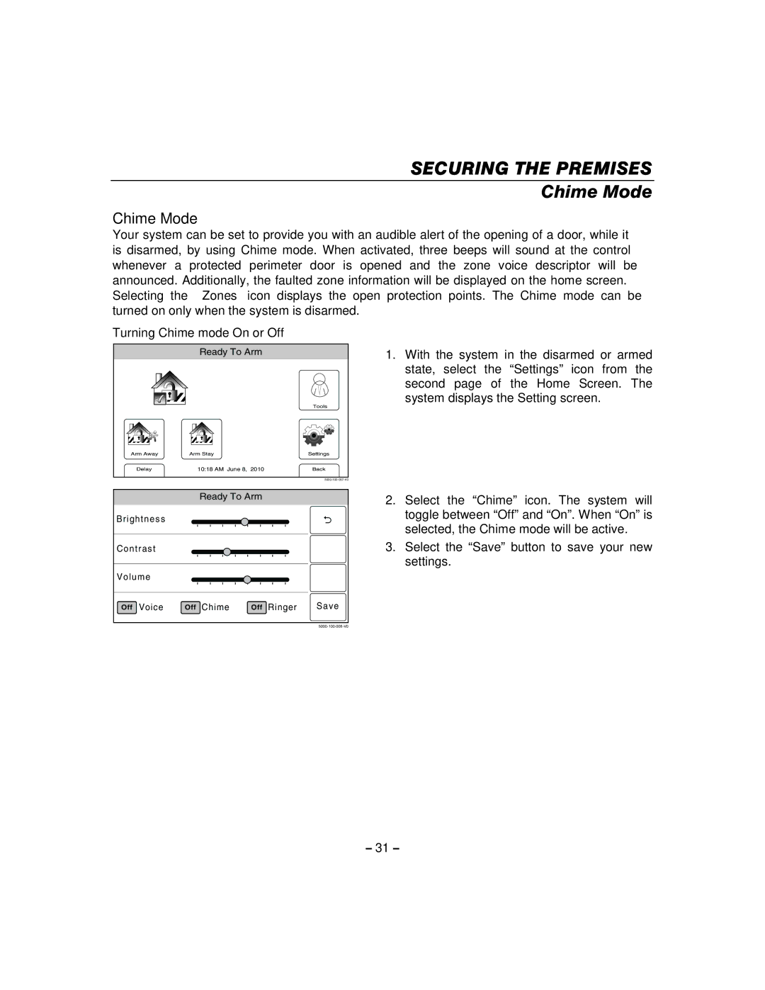 Honeywell 800-06894 manual Chime Mode, Turning Chime mode On or Off 