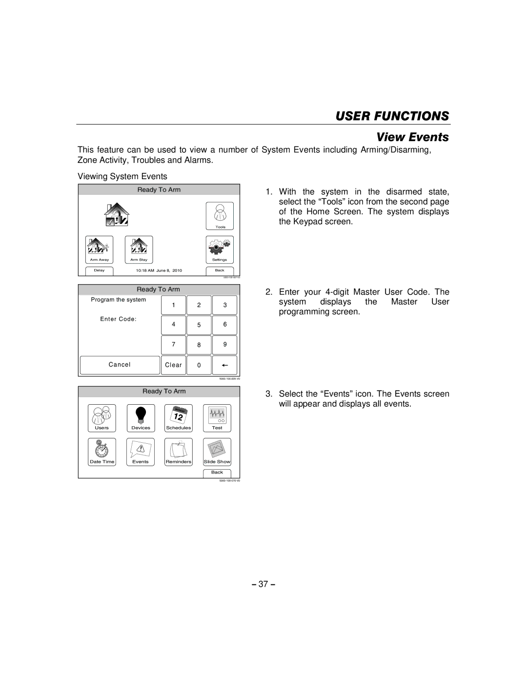 Honeywell 800-06894 manual View Events, Viewing System Events 