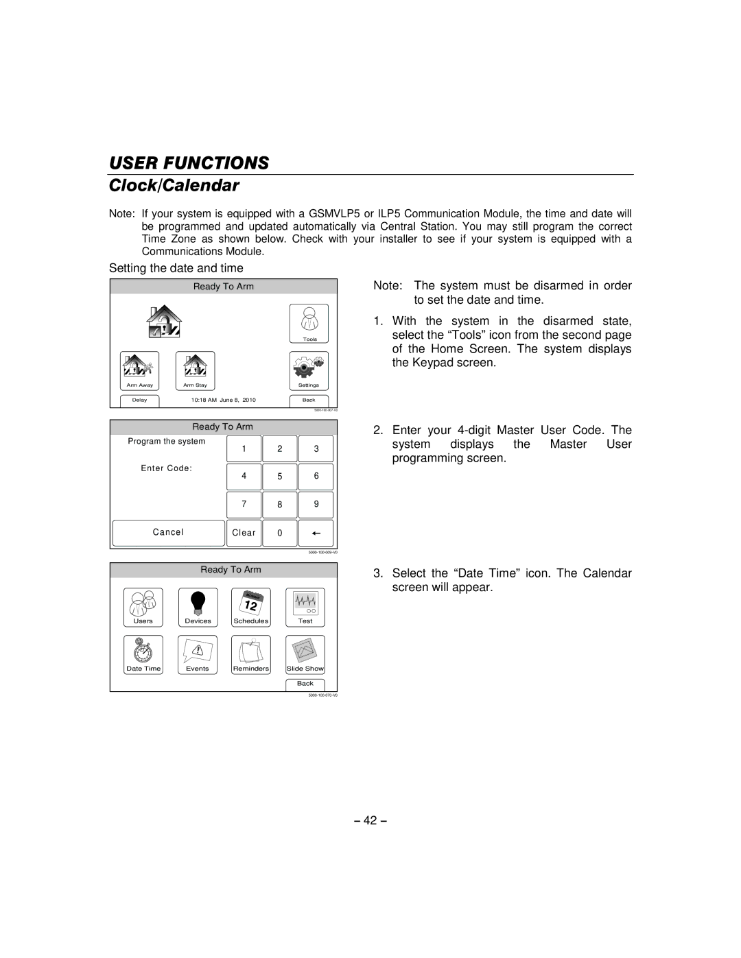 Honeywell 800-06894 manual Clock/Calendar, Setting the date and time 