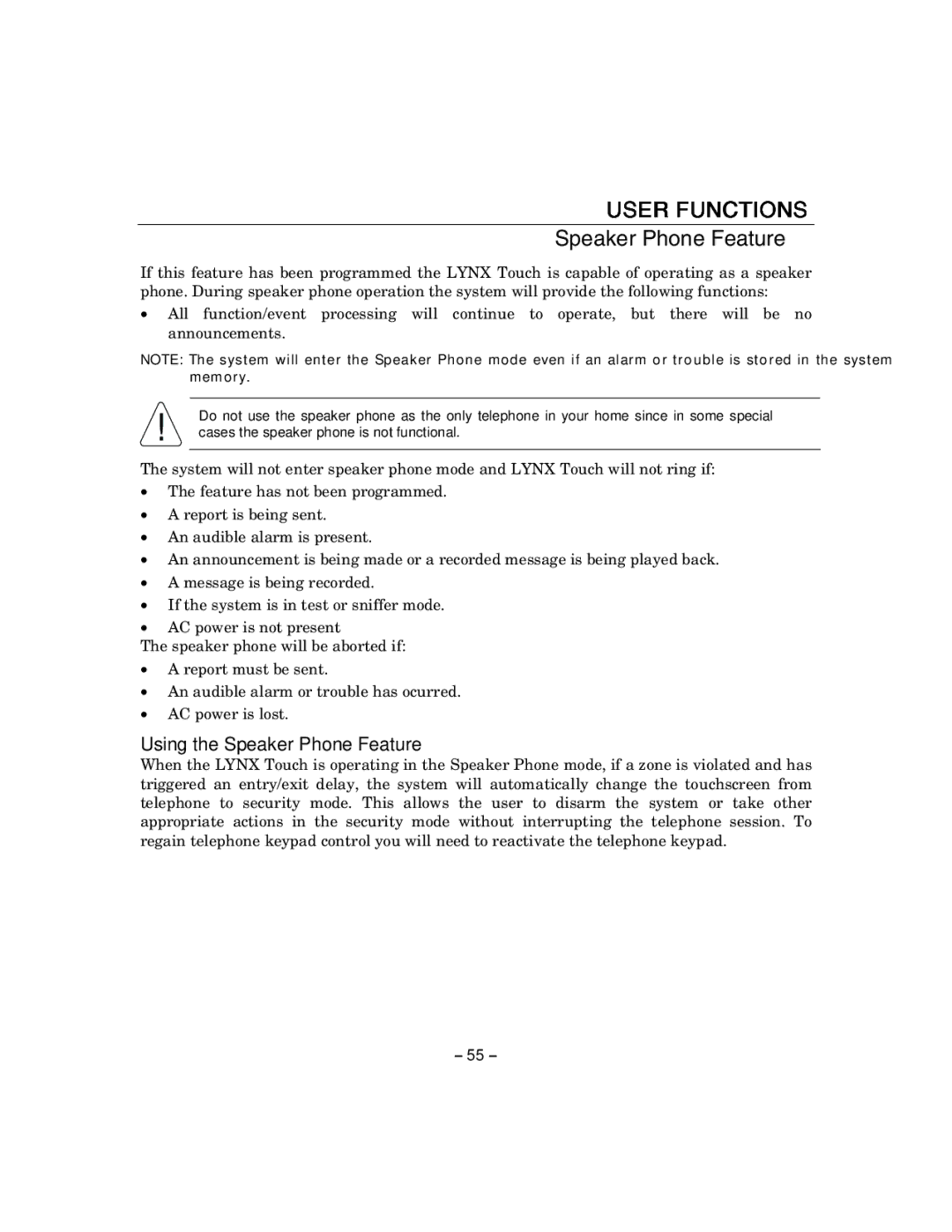 Honeywell 800-06894 manual Using the Speaker Phone Feature 