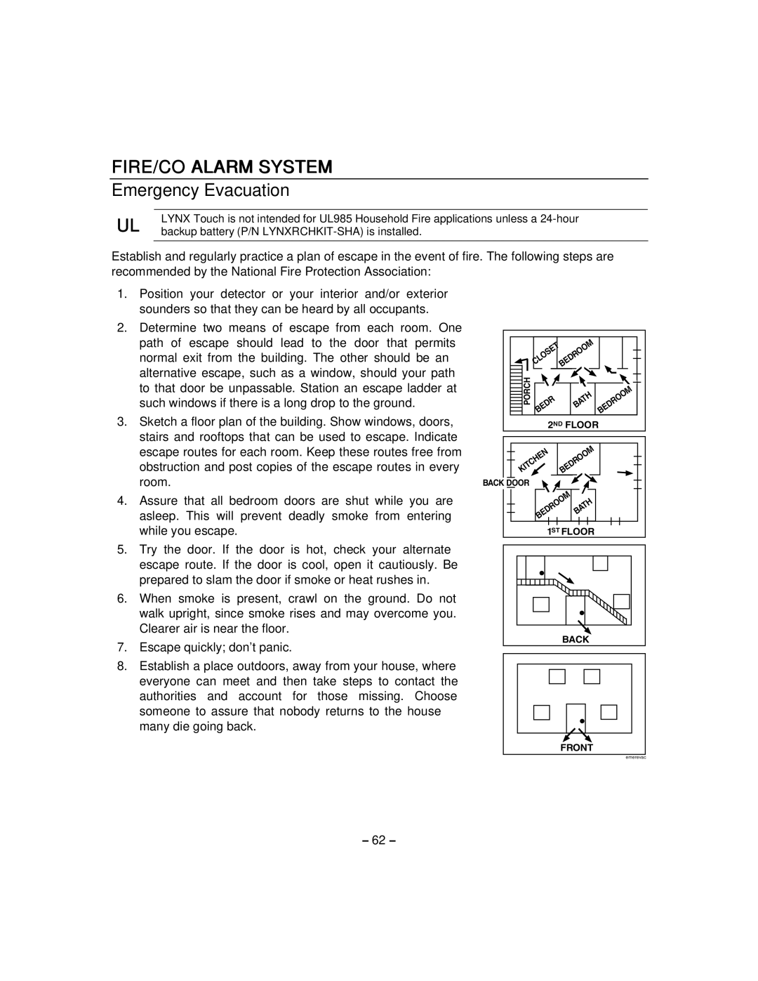 Honeywell 800-06894 manual Emergency Evacuation 