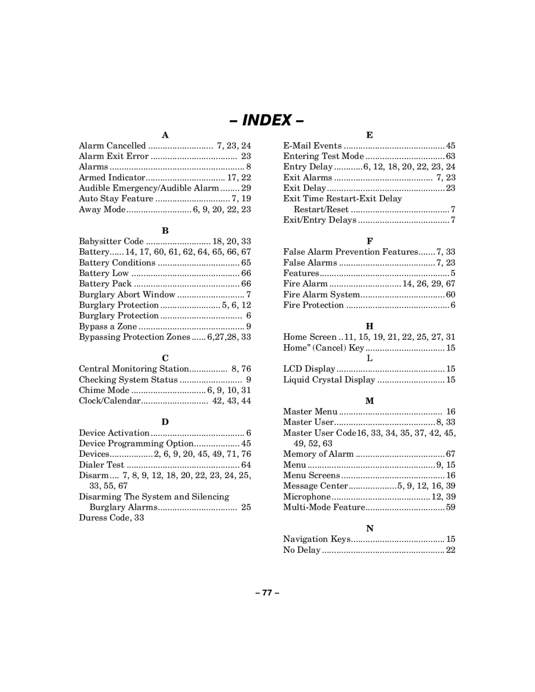 Honeywell 800-06894 manual Index 