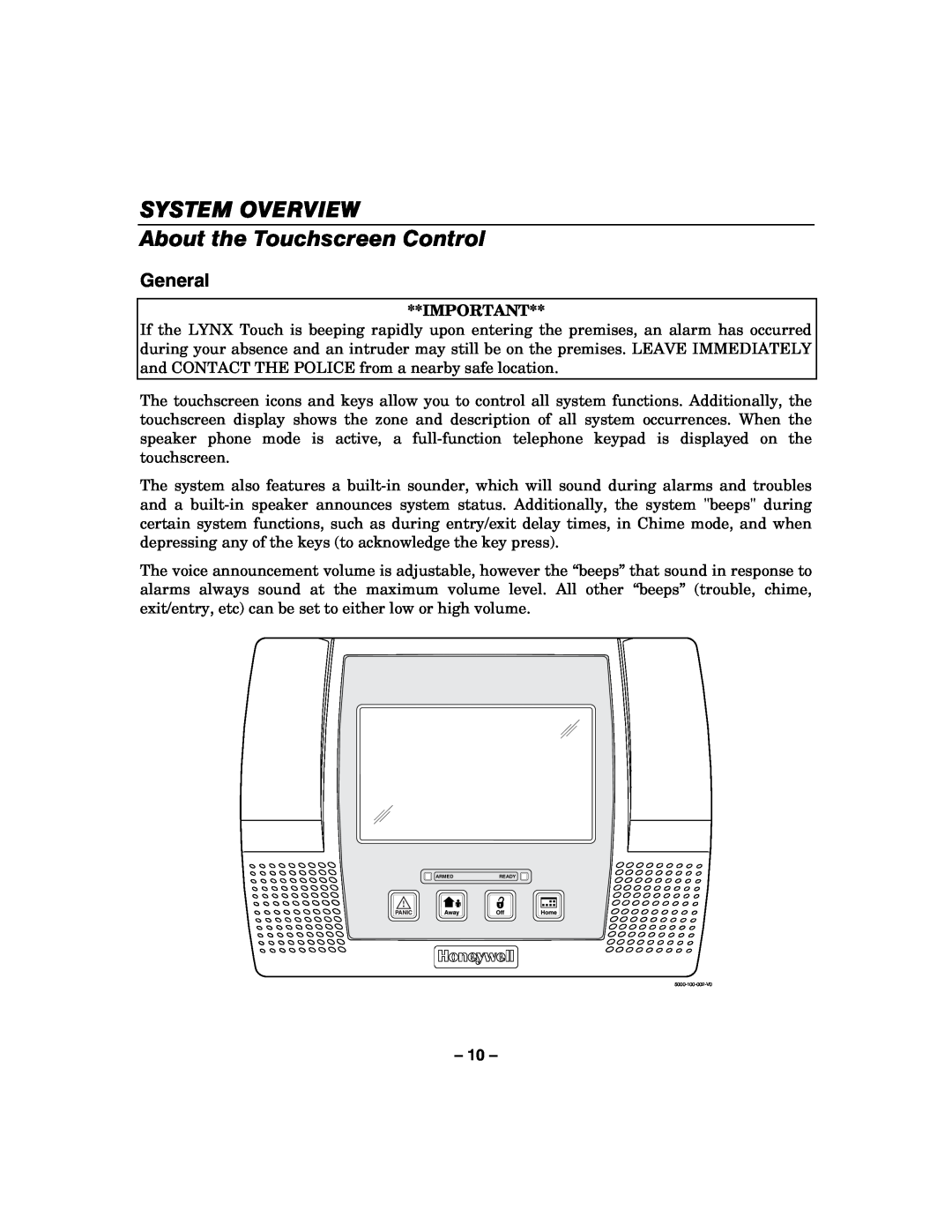 Honeywell 800-06894 manual SYSTEM OVERVIEW About the Touchscreen Control, General 