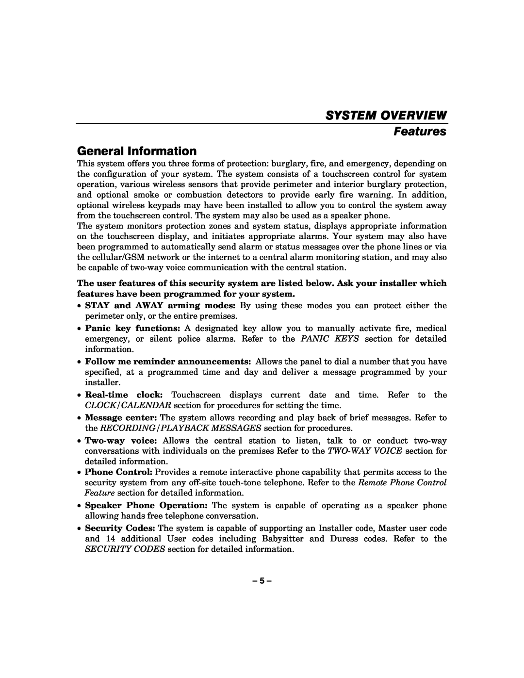 Honeywell 800-06894 manual SYSTEM OVERVIEW Features, General Information 