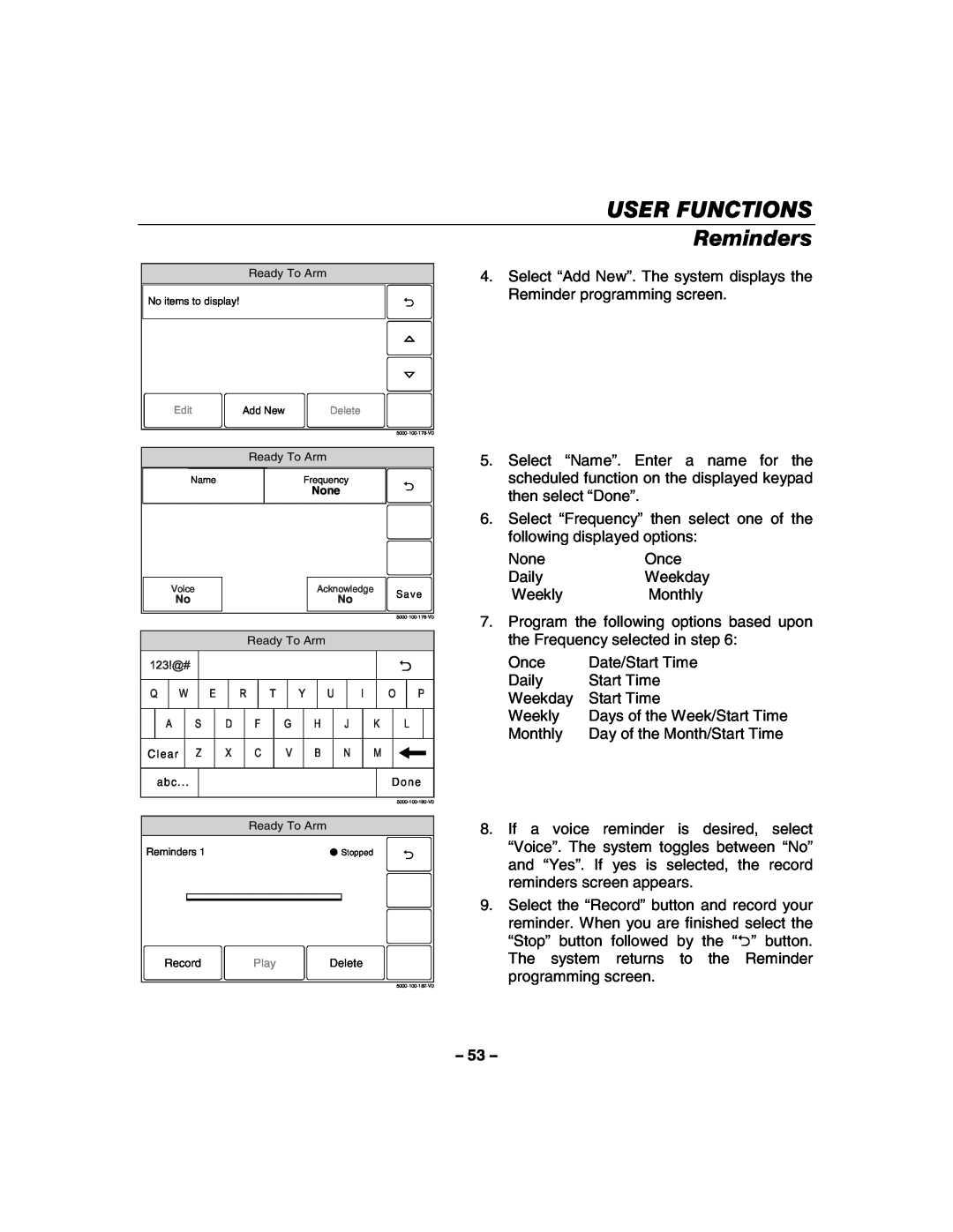 Honeywell 800-06894 manual Reminders, User Functions 