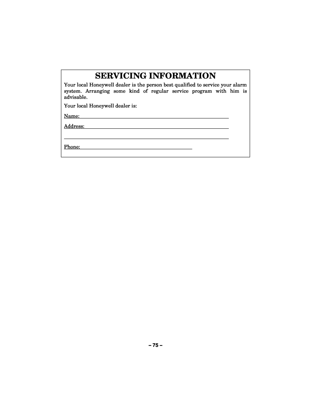 Honeywell 800-06894 manual Servicing Information 