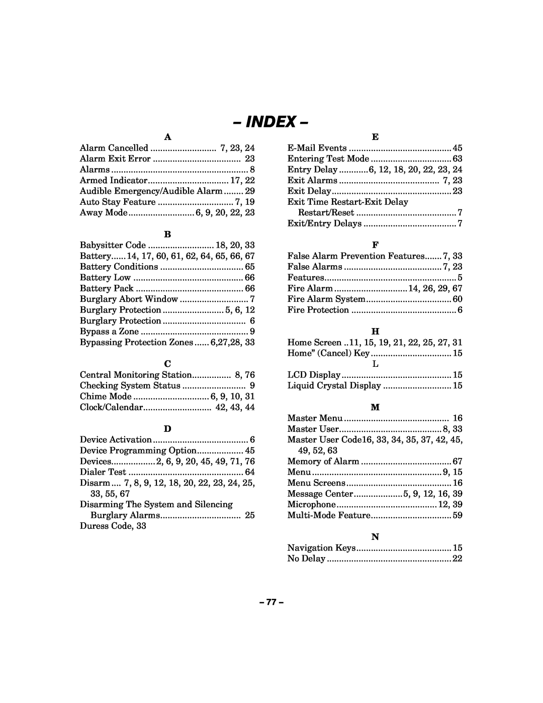 Honeywell 800-06894 manual Index 