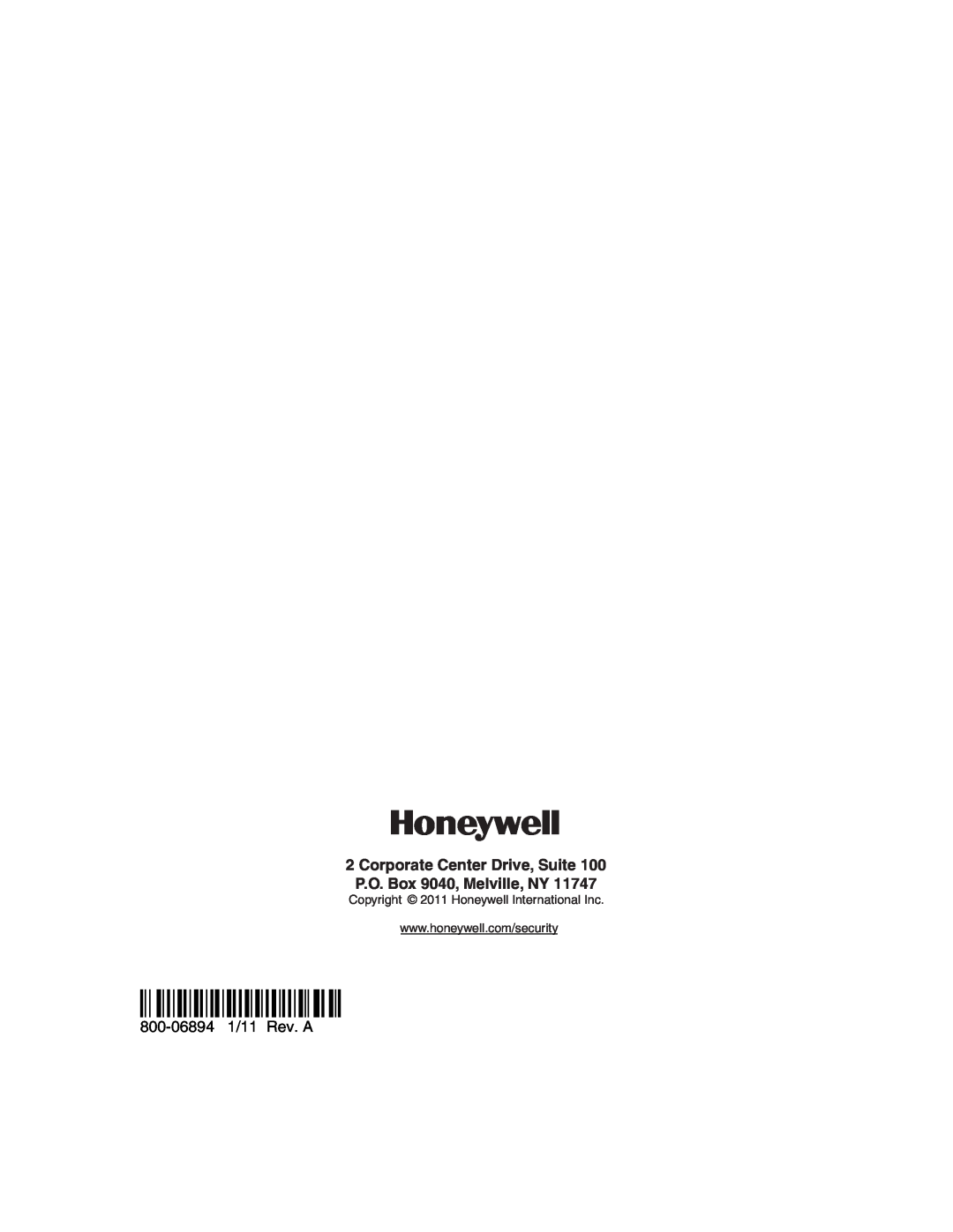 Honeywell manual Ê800-06894Š, Corporate Center Drive, Suite, P.O. Box 9040, Melville, NY 