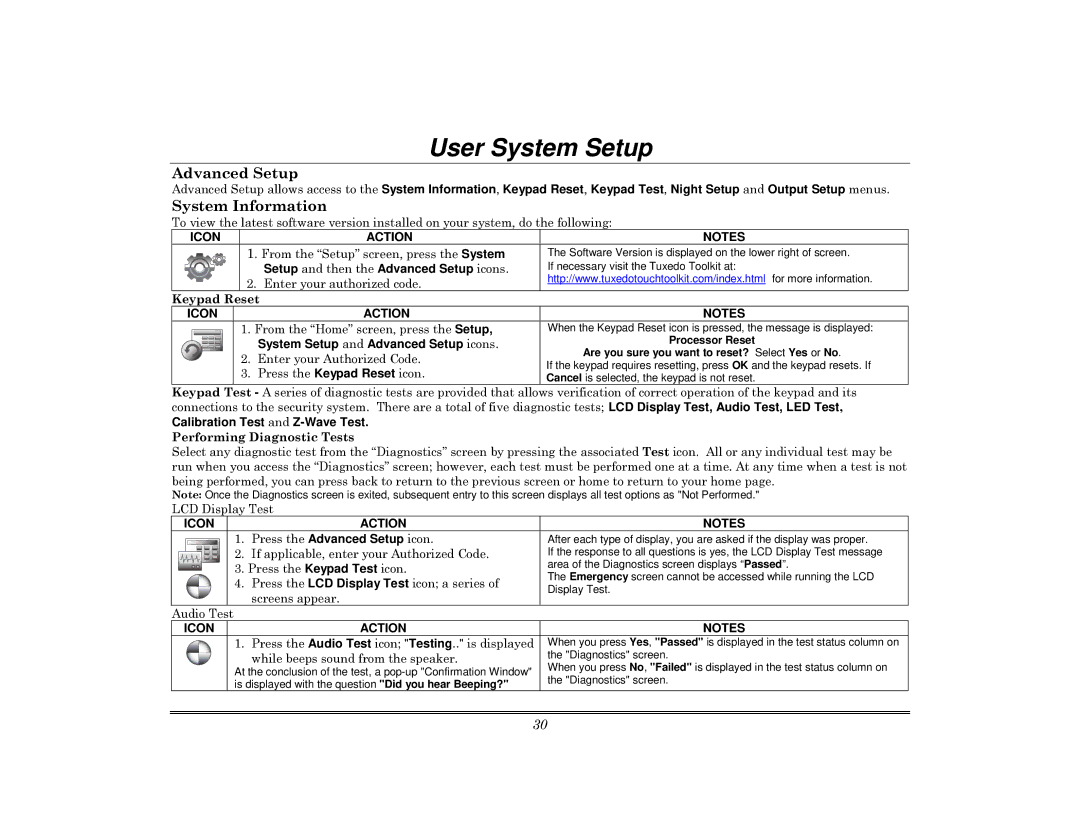 Honeywell 800-08091V3 manual User System Setup, Advanced Setup, System Information 