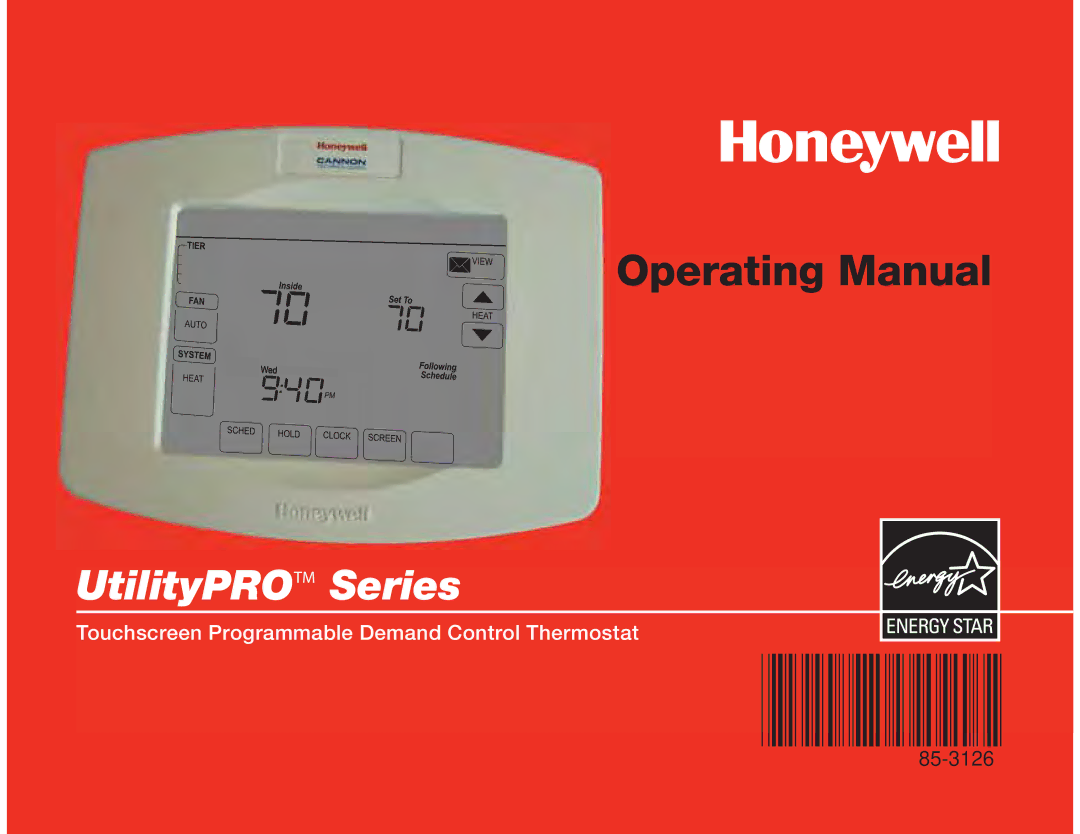 Honeywell 85-3126 manual Operating Manual 