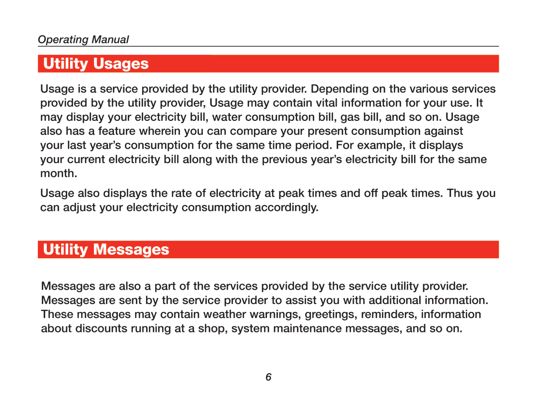 Honeywell 85-3126 manual UtilityProUsage F atures, Utility Messages 