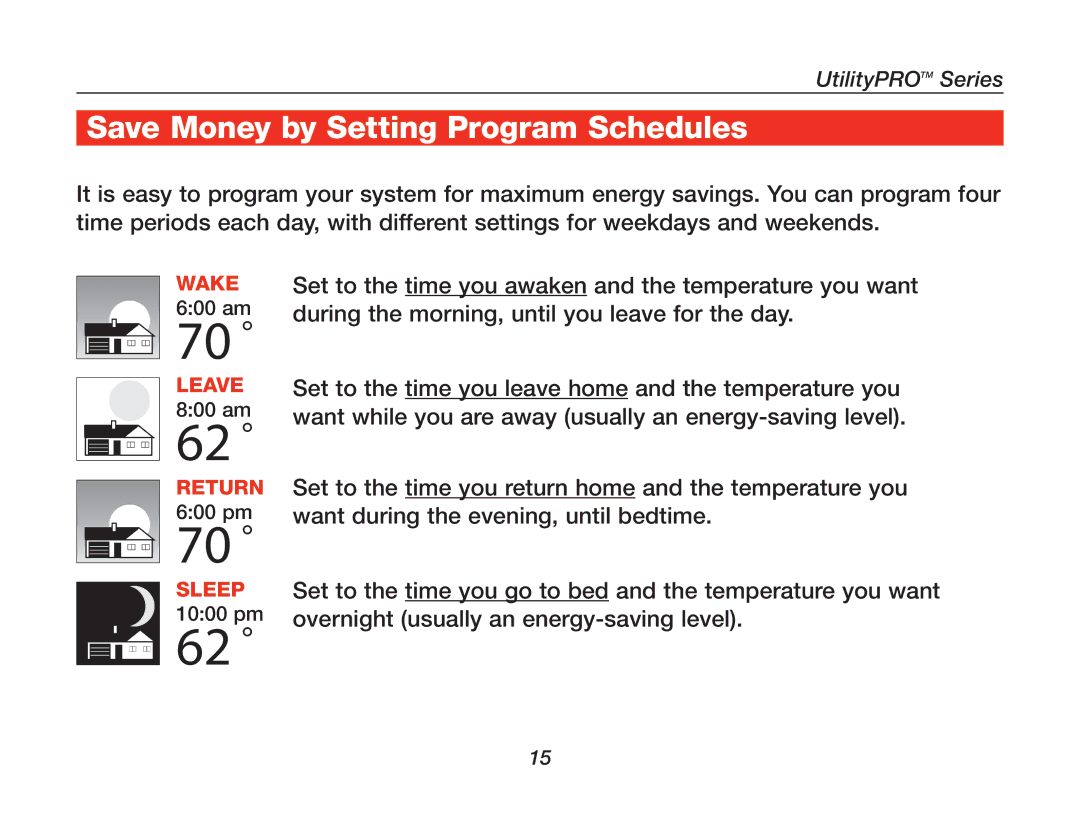 Honeywell 85-3126 manual Save Money by Setting Program Schedules 