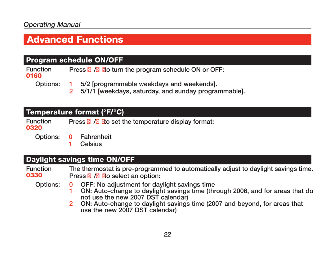 Honeywell 85-3126 manual Temperature format F/C 